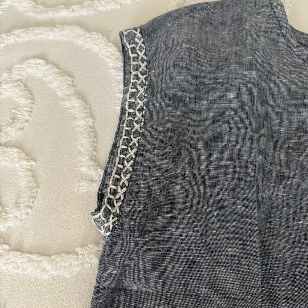 Sigrid Olsen Blue Boxy Cap Sleeve Blouse - Picture 3 of 7